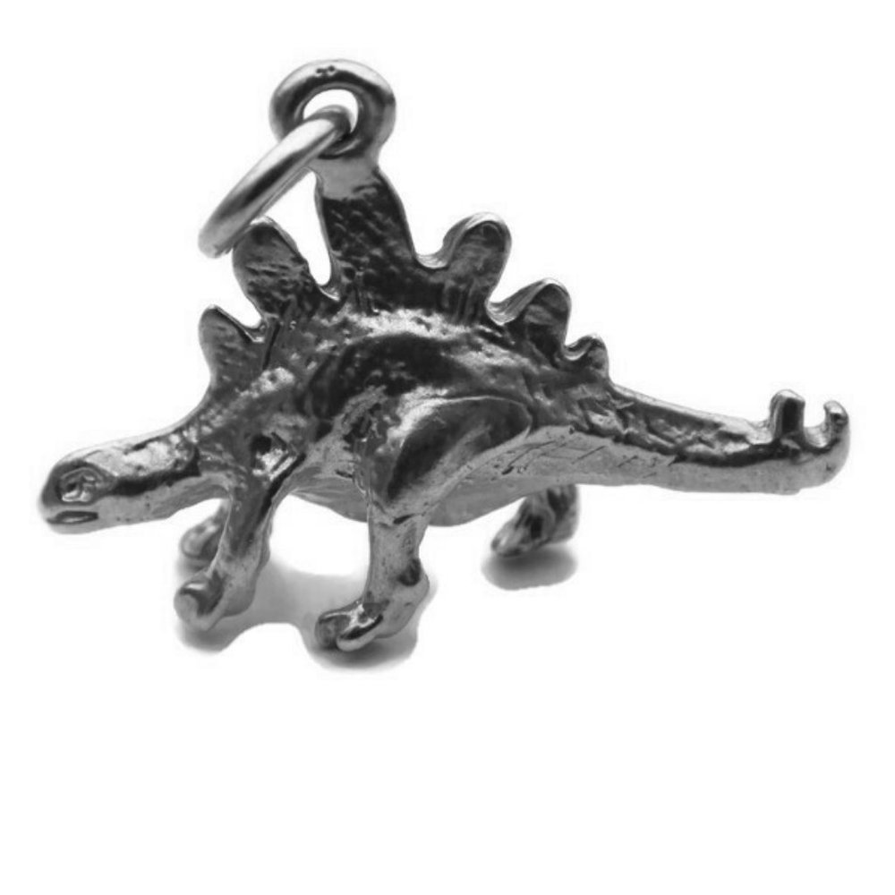 .925 Sterling Silver Stegosaurus Dinosaur Pendant - Picture 1 of 6